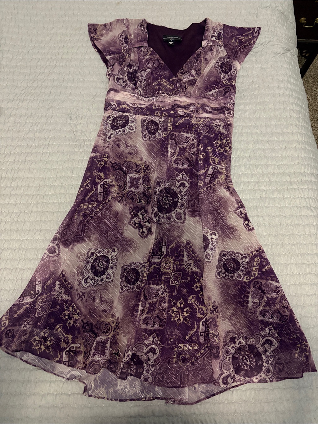R&M Richards Lavender And Deep Purple Paisley Midi Dress